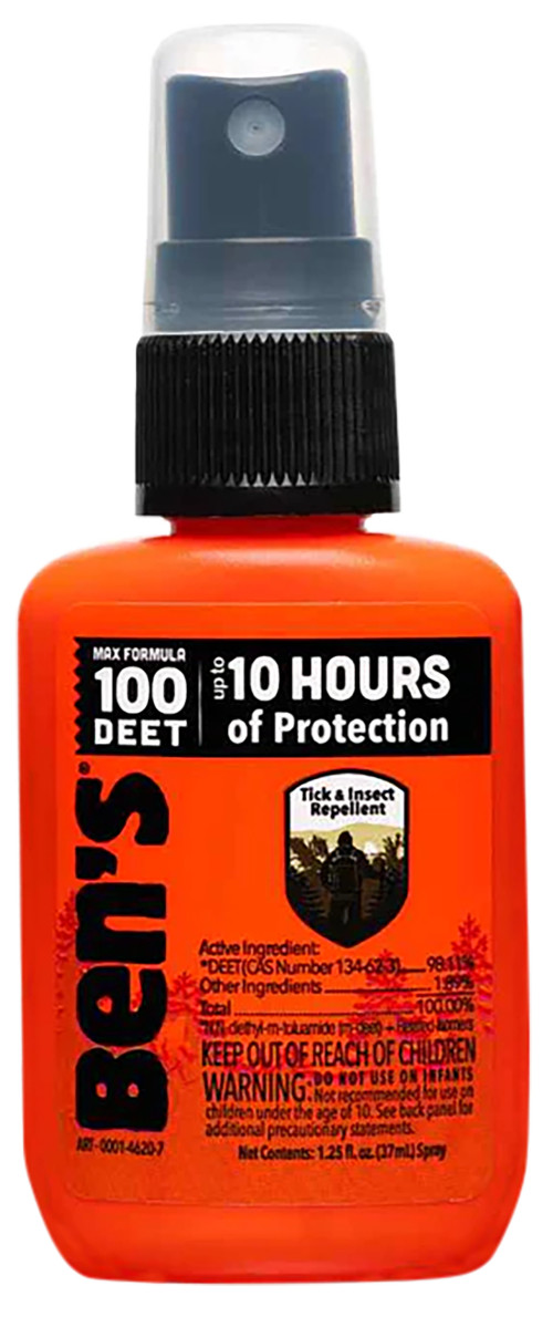 Bens 00067070 100 Odorless Scent 1.25oz Spray Repels Ticks & Biting Insects Effective Up to 10 hrs
