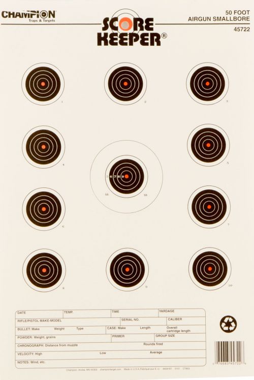 Scorekeeper Orange Bull Targets for Airguns and Small Bore 12 Pe