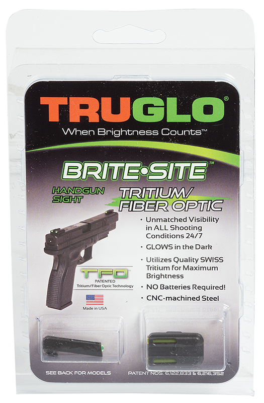 TruGlo TFO Square Low Set for Glock 42, 43 Tritium/Fiber Optic Handgun Sight
