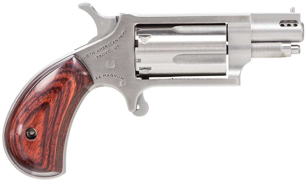 North American Arms Mini Rosewood/Stainless 1.125 Ported 22 WMR Revolver