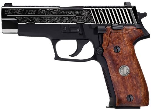 Sig Sauer P226 Engraved SA/DA 9mm 4.4 15+1 Wood Grip Black