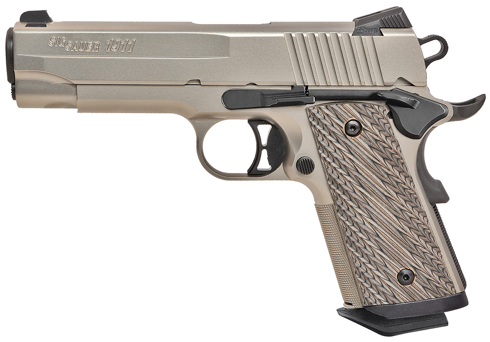 Sig Sauer 1911 Cmpct Nickel SAO 45ACP 4.2 7+1 NS Brown Lam Grip Nkl