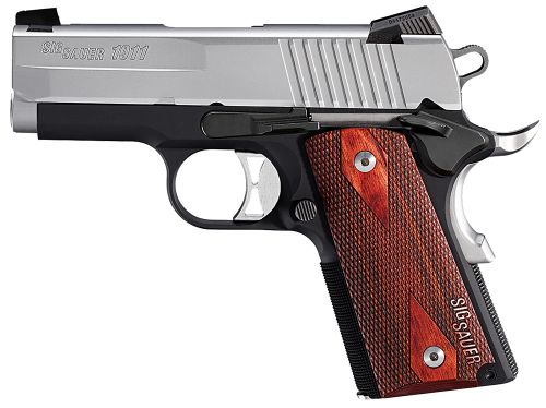 Sig Sauer 1911 Ultra Compact Two-Tone Single 9mm 3.3 7+1 Night Sights Rosewoo