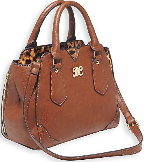 Bulldog Satchel Purse Holster Chestnut w/Leopard Trim Leather