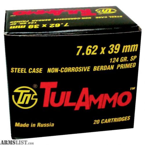 Tulammo Centerfire Rifle 7.62X39mm 124GR Soft Point 40Bx/25Cs