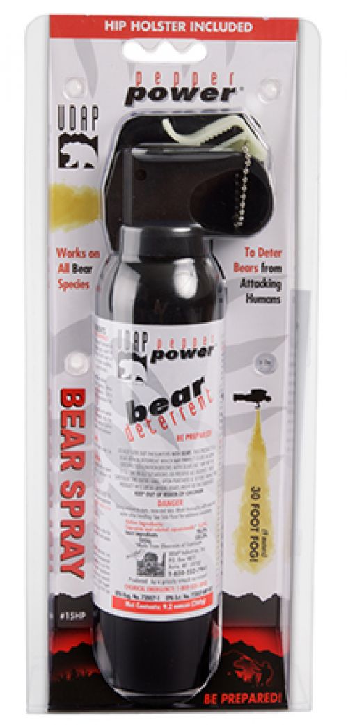 UDAP Super Magnum Bear Spray w/Hip Holster 9.2oz/260g Up to 35 Feet Black