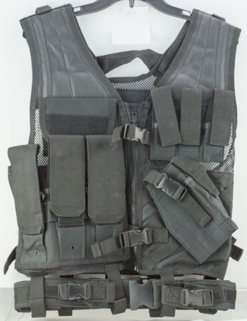 NCStar CTV2916B Tactical Vest Black M-XL Tough PVC/Mesh Webbing