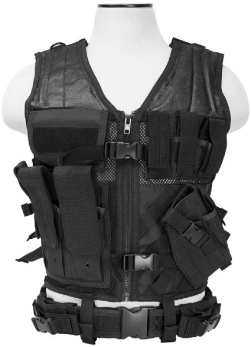 NCStar Tactical Vest Black XL-XXL Tough PVC/Mesh Webbing