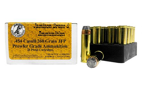 Jamison Prowler Grade 454 Casull 260 GR Jacketed Flat Point 20 Bx/