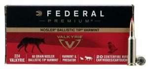 Federal Premium V- Shok 224 Valkyrie 60 gr Nosler Ballistic Tip (NBT) 20 Bx/ 10 Cs - P224VLKBT1