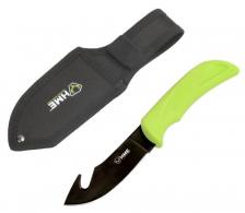 HME HMEKNFBGH Fixed Blade 3.5" 420HC Stainless Steel Black Oxide Gut Hook Thermoplastic Rubber Green - KNFBGH
