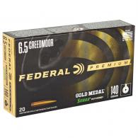 Federal Premium Gold Medal 6.5 Creedmoor 140 gr Sierra MatchKing Hollow Point Boat-Tail 20 Bx/ 10 Cs - GM65CRD1 Federal Premium Gold Medal 6.5 Creedmoor 140 gr Sierra MatchKing Hollow Point Boat-Tail 20 Bx/ 10 Cs - GM65CRD1