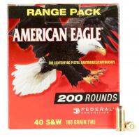 Federal American Eagle 40 S&W 180 GR Full Metal Jacket (FMJ) 200 Bx/ 5 Cs - AE40R1200 Federal American Eagle 40 S&W 180 GR Full Metal Jacket (FMJ) 200 Bx/ 5 Cs - AE40R1200