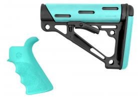 Hogue OverMolded 2-Piece Kit AR-15 Mil-Spec Rubber/Polymer Black/Aqua - 13456 Hogue OverMolded 2-Piece Kit AR-15 Mil-Spec Rubber/Polymer Black/Aqua - 13456