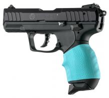 Hogue 18004 HandAll Jr. Grip Sleeve Small Size made of Rubber with Textured Aqua Blue Finish & Finger Groove for Most 22, 25 & 3 - 131
