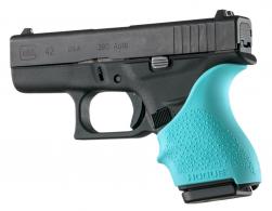 Hogue HandAll Beavertail Grip Sleeve For Glock 42, 43 Textured Aqua Blue Rubber - 18204 Hogue HandAll Beavertail Grip Sleeve For Glock 42, 43 Textured Aqua Blue Rubber - 18204