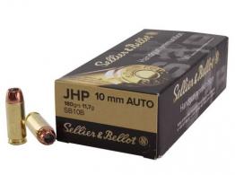 Sellier & Bellot Training & Practice  10mm Auto 180 GR JHP 50rd box - SB10B
