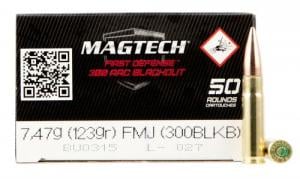 Magtech 300BlackB Tactical/Training .300 Black 123 gr Full Metal Jacket (FMJ) 50 Bx/ 20 Cs