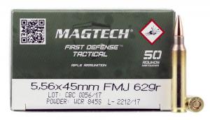 Magtech Tactical/Training 5.56x45mm NATO 62 gr Full Metal Jacket (FMJ) 50 Bx/ 20 Cs - 556B