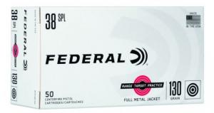 Main product image for Federal Range and Target 38 Special 130 gr Full Metal Jacket 50rd box