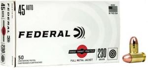 Federal Range and Target 45 ACP Ammo 230gr Full Metal Jacket 50rd box - RTP45230