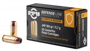 Main product image for PPU Defense 40 S&W 180 gr Jacketed Hollow Point (JHP) 50 Bx/ 10 Cs