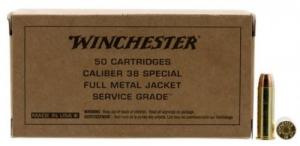 Winchester Service Grade .38 Spl 130gr FMJ Brass Case 50ct Box (SG38W) - SG38W