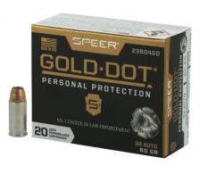 Speer Ammo Gold Dot Personal Protection 32(ACP) 60 GR Hollow Point 20 Bx/ 10 Cs - 204