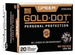 Speer Ammo Gold Dot Personal Protection 327 Federal Magnum 100 GR Hollow Point 20 Bx/ 10 Cs - 23913GD Speer Ammo Gold Dot Personal Protection 327 Federal Magnum 100 GR Hollow Point 20 Bx/ 10 Cs - 23913GD