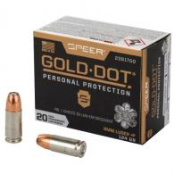 Speer Ammo Gold Dot Personal Protection 9mm 124 GR Hollow Point 20 Bx/ 10 Cs - 23618GD Speer Ammo Gold Dot Personal Protection 9mm 124 GR Hollow Point 20 Bx/ 10 Cs - 23618GD