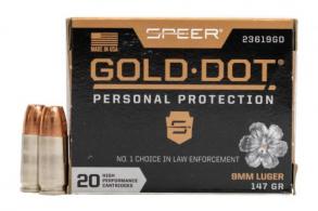 Main product image for Speer Ammo 23619GD Gold Dot Personal Protection 9mm 147 GR Hollow Point 20 Bx/ 10 Cs