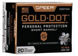 Speer Gold Dot Personal Protection Hollow Point 40 S&W Ammo 180 gr 20 Round Box - 23962GD Speer Gold Dot Personal Protection Hollow Point 40 S&W Ammo 180 gr 20 Round Box - 23962GD