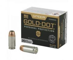 Speer Ammo Gold Dot Personal Protection .45 ACP 230 GR Hollow Point 20 Bx/ 10 Cs - 23966GD Speer Ammo Gold Dot Personal Protection .45 ACP 230 GR Hollow Point 20 Bx/ 10 Cs - 23966GD