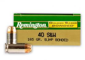 Main product image for Remington Golden Saber Bonded 40 S&W Ammo 165gr Brass Jacket Hollow Point  20rd box