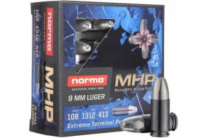 Norma Home Defense Solid Hollow Point 9mm Ammo 108 gr 20 Round Box