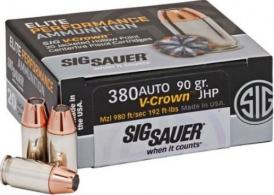 Sig Sauer Elite Performance V-Crown .380 ACP (ACP) 90 GR Jacketed Hollow Point 50 Bx/ 20 Cs - E380A1