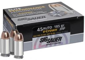 Sig Sauer Elite Performance V-Crown .45 ACP 185 GR Jacketed Hollow Point 50 Bx/ 20 Cs - 51 Sig Sauer Elite Performance V-Crown .45 ACP 185 GR Jacketed Hollow Point 50 Bx/ 20 Cs - 51