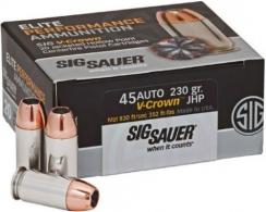 Sig Sauer Elite V-Crown Jacketed Hollow Point 45 ACP Ammo 50 Round Box - 51 Sig Sauer Elite V-Crown Jacketed Hollow Point 45 ACP Ammo 50 Round Box - 51