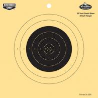 Birchwood Casey Dirty Bird 50yd Small Bore Hanging Tagboard 8" Bullseye Black/Tan 25 Per Pack - 35815