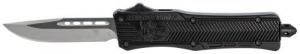 Cobra Tec Knives CTK-1 Small 2.75" Drop Point Plain D2 Steel Black Aluminum Handle OTF - SBCTK1SDNS