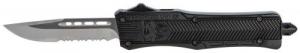 Cobra Tec Knives CTK-1 Small 2.75" Drop Point Part Serrated Black Aluminum Handle OTF
