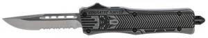 Cobra Tec Knives CTK-1 Small 2.75" Drop Point Serrated D2 Steel Stonewashed Aluminum Handle OTF - SSWCTK1SDS