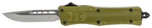 Cobra Tec Knives CTK-1 Small 2.75" Drop Point Plain D2 Steel OD Green Aluminum Handle OTF - SODCTK1SDNS