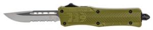 Cobra Tec Knives CTK-1 Small 2.75" Drop Point Part Serrated D2 Steel OD Green Aluminum Handle OTF - SODCTK1SDS