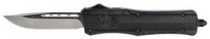 Cobra Tec Knives CTK-1 Medium 3" Drop Point Plain D2 Steel Black Aluminum Handle OTF - MBCTK1MDNS