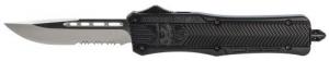 Cobra Tec Knives CTK-1 Medium 3" Drop Point Part Serrated D2 Steel Black Aluminum Handle OTF - MBCTK1MDS