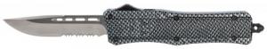 Cobra Tec Knives CTK-1 Medium 3" Drop Point Part Serrated D2 Steel Carbon Fiber Aluminum Handle OTF - MSCFTK1MDS Cobra Tec Knives CTK-1 Medium 3" Drop Point Part Serrated D2 Steel Carbon Fiber Aluminum Handle OTF - MSCFTK1MDS