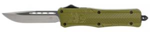 Cobra Tec Knives CTK-1 Medium 3" Drop Point Plain D2 Steel OD Green Aluminum Handle OTF - MODCTK1MDNS