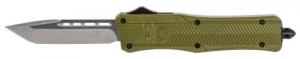 Cobra Tec Knives CTK-1 Medium 3" Tanto Black Plain D2 Steel OD Green Aluminum Handle OTF - MODCTK1MTNS