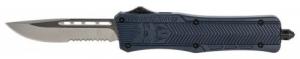 Cobra Tec Knives CTK-1 Medium 3" Drop Point Part Serrated D2 Steel NYPD Blue Aluminum Handle OTF - MNYCTK1MDS